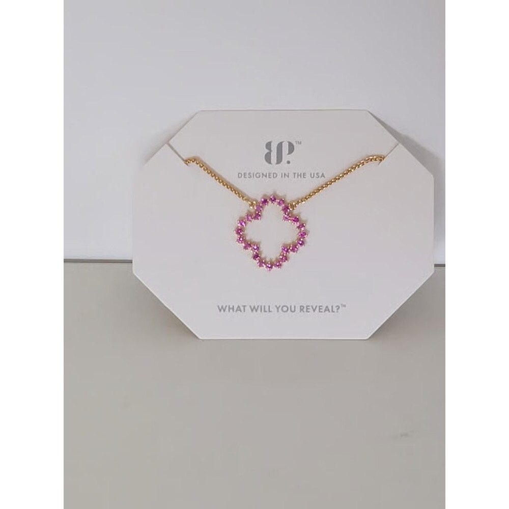 Pink on Gold Clover Necklace